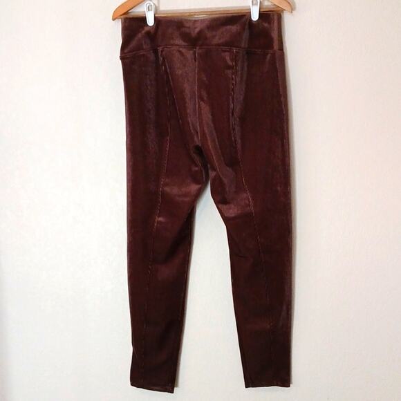 T Tahari brown ribbed pull on velvet pants size large - Picture 2 of 6